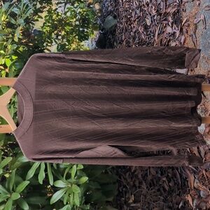Vintage Mens Ribbed Sleek Brown Long Sleeve Top